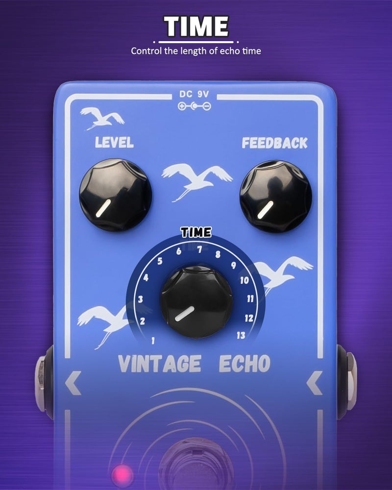 STRICH VINTAGE ECHO Analog Delay Guitar Pedal, Vintage Delay Effect Pedal, True Bypass for Electric Guitar, Blue - Image 4
